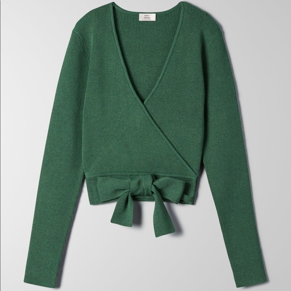 Aritzia Tops - Little Moon All Tied Up Dark Green Wrap Top